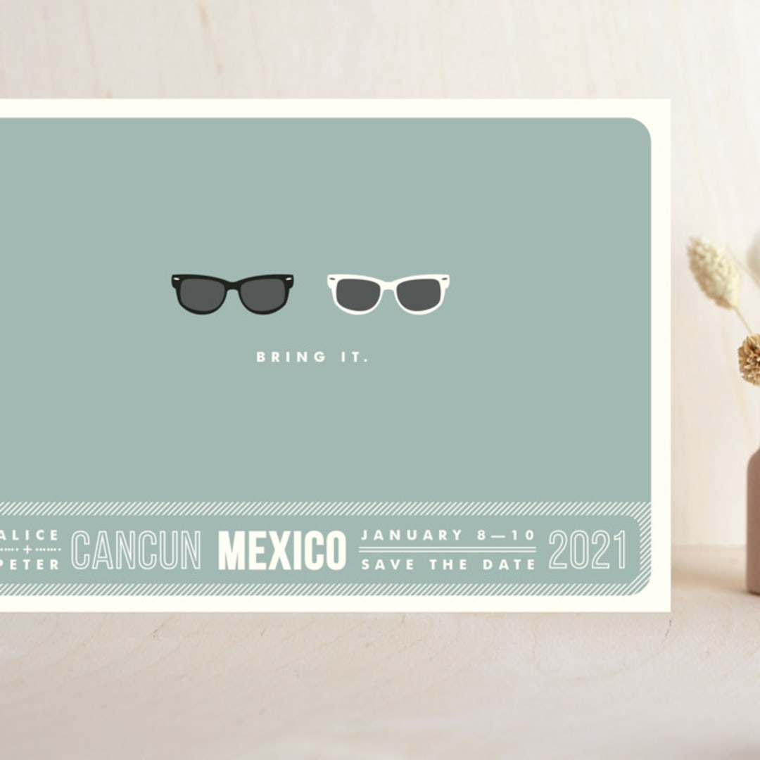 "Shades" - Save the Dates in Celadon by Olive and Violet - Front