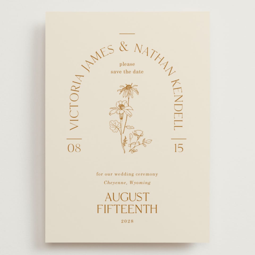 "Floral Type Arch" - Save the Dates in Cream by Baumbirdy - Front
