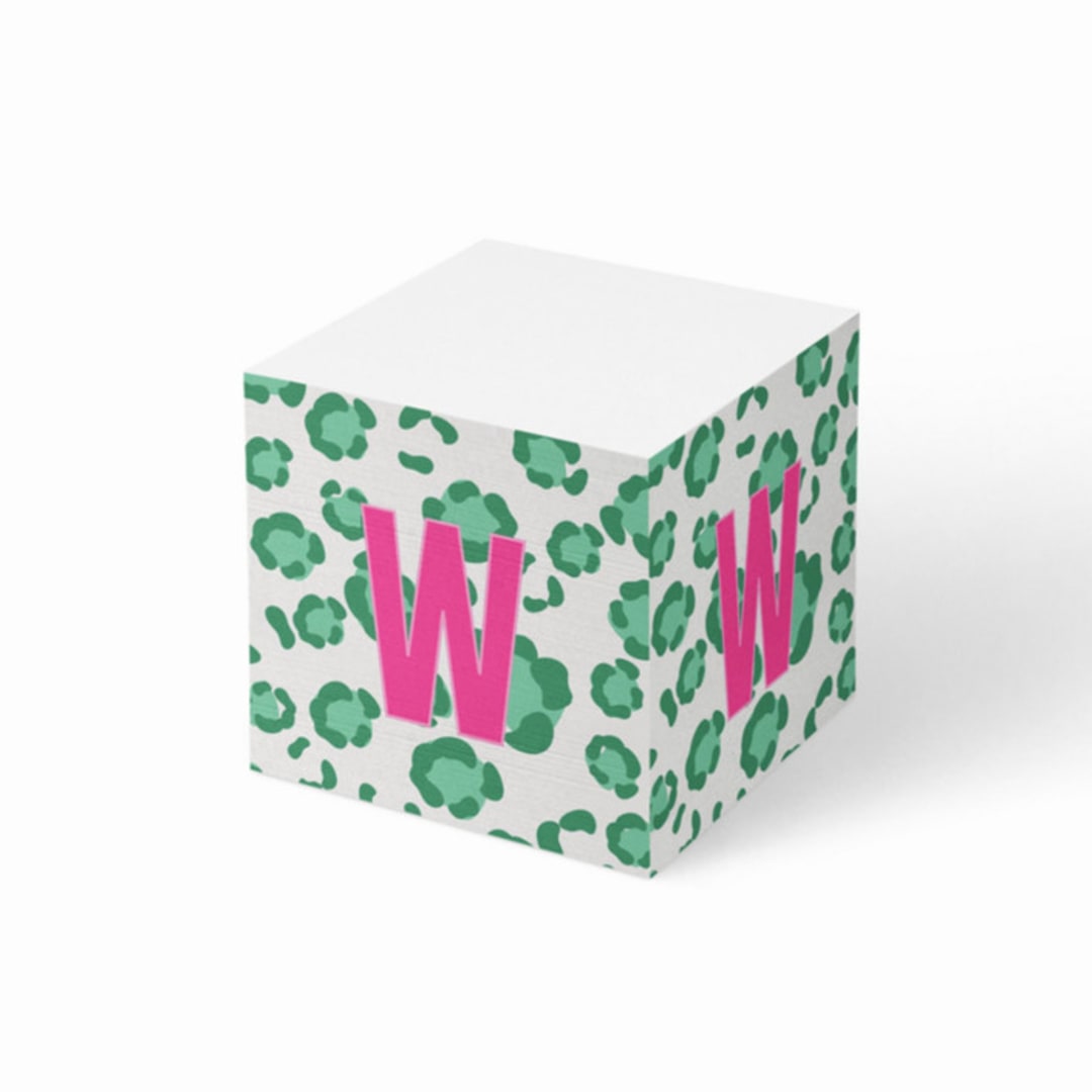 "Custom Leopard Spots Sticky Note Cube" - Sticky Notes in green by Clairebella