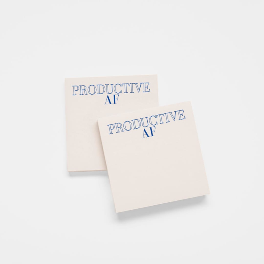 "Productive AF Sticky Notepad Vintage Cream/Blue - 4x4"" - Sticky Notes in multicolorassorted-colors by X Femme d Affaires