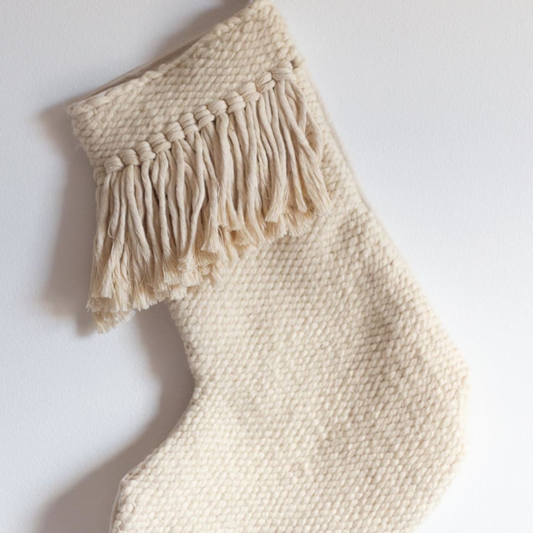 "Woven Stocking | Fringe" - Stockings in white by Ashley Hawke