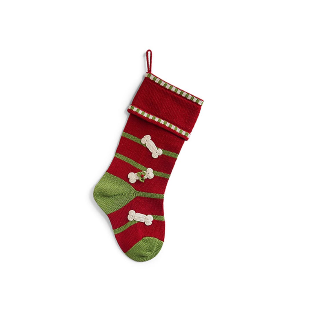 "Dog Bone Stocking - Red" - Stockings in red by Melange Collection
