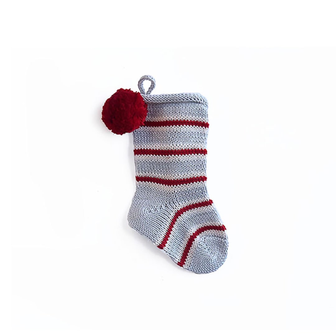 "Mini Grey Candy Striped Stocking" - Stockings in gray by Melange Collection