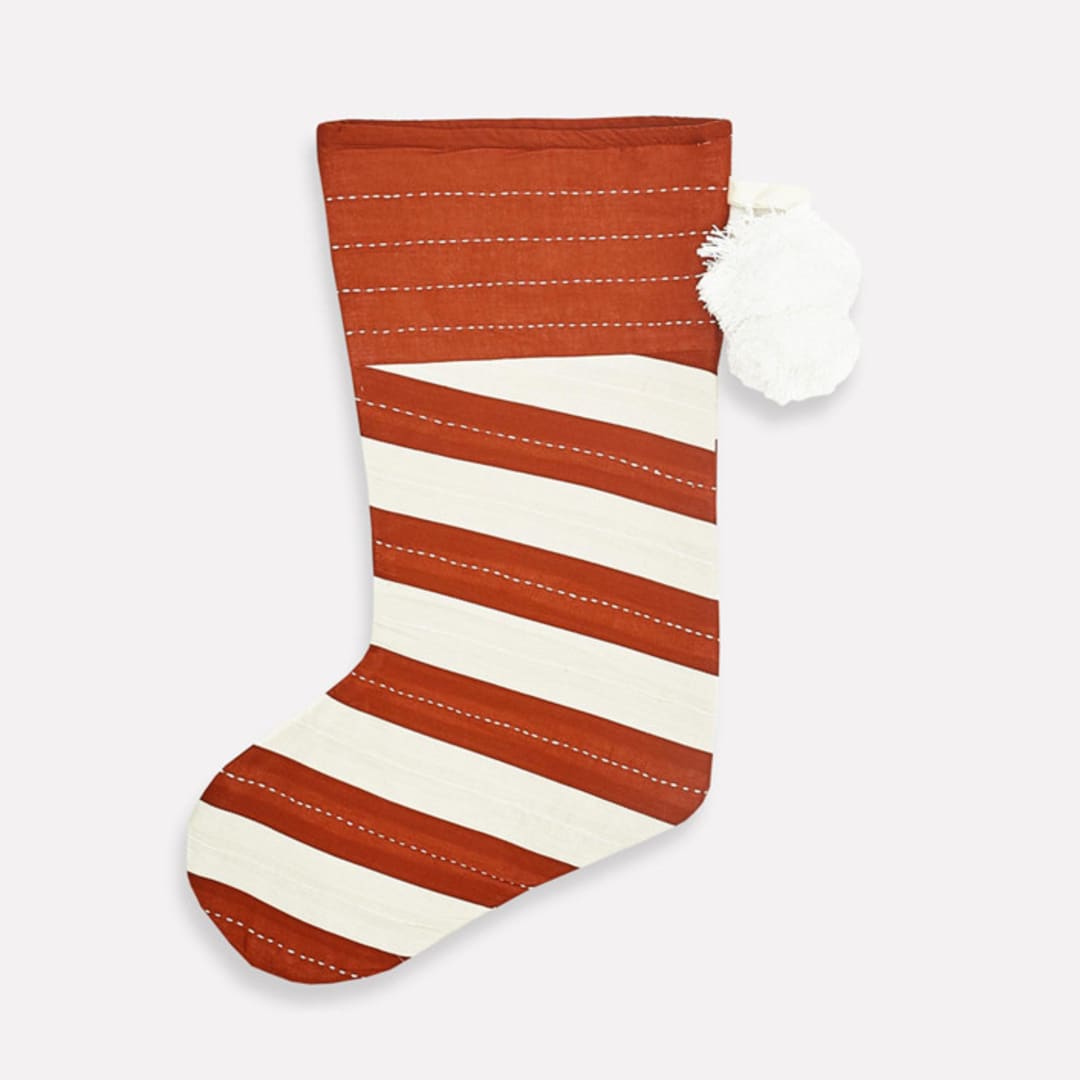 "Striped Holiday Stocking" - Stockings in red by Anchal