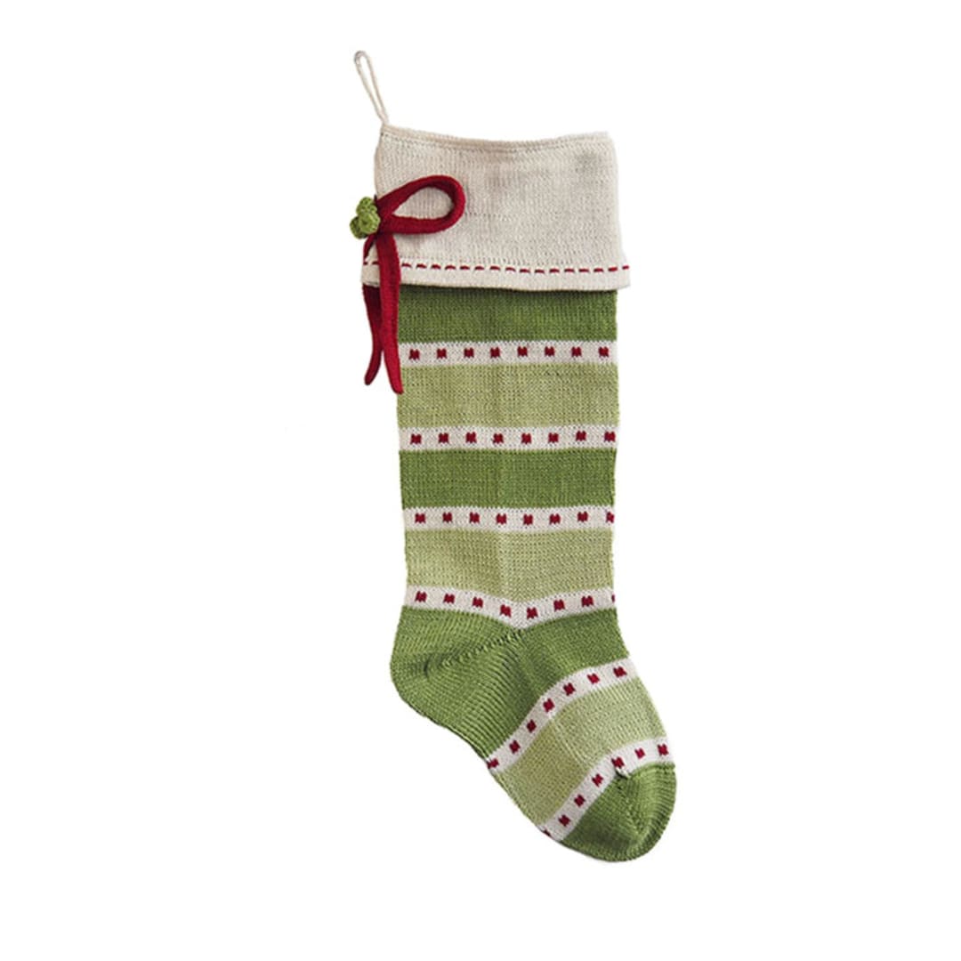 "Green Stripe Stocking With Bow" - Stockings in green by Melange Collection