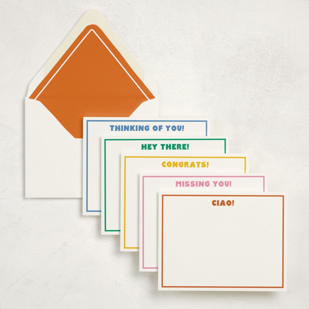 "Modern Greetings (set of 10)" - Stationery Set in Colorful by Minted