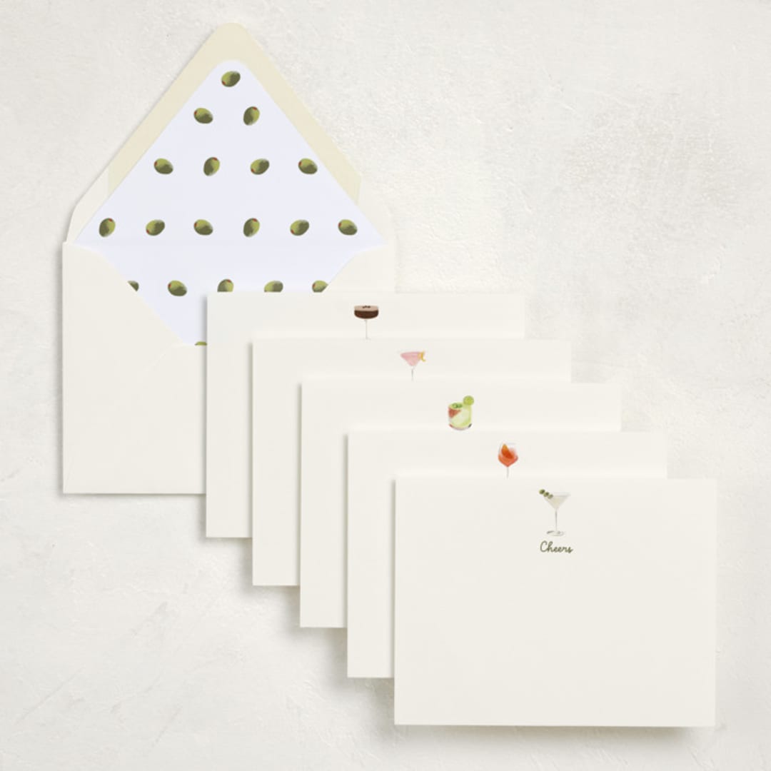 "Let's Toast! (set of 10)" - Stationery Set in Colorful by Baumbirdy