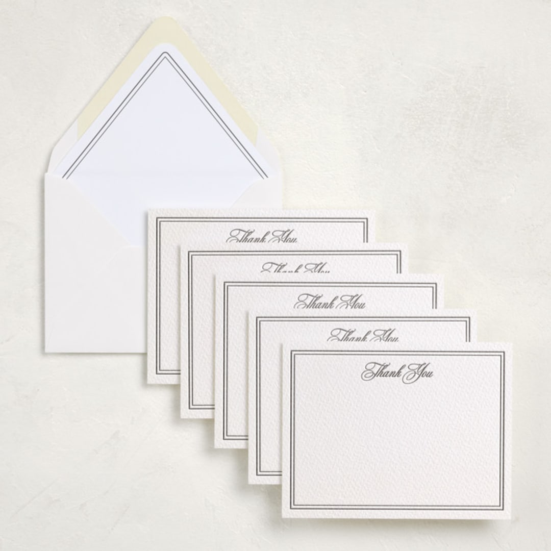 "Scripted Gratitude (set of 10)" - Stationery Set in Noir by Melinda Denison