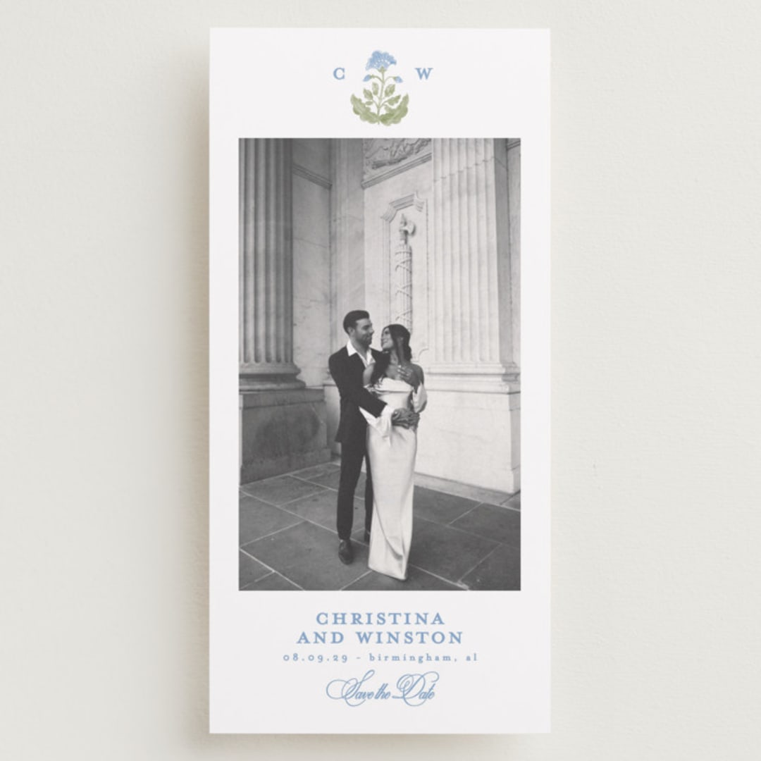 "Patterned florals" - Save the Dates in Powder by Creo Study - Front