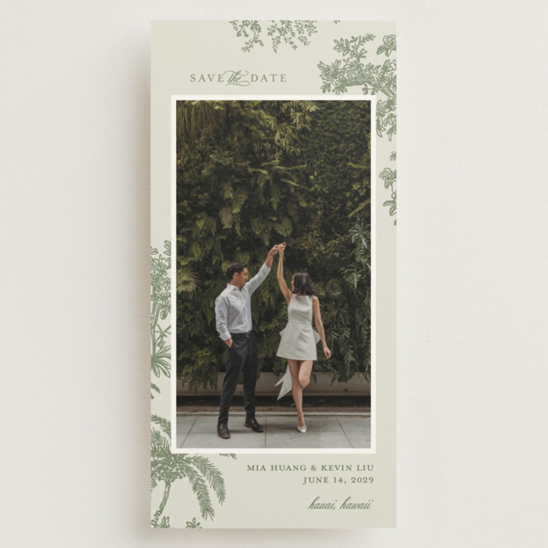"Vintage Tropics" - Save the Dates in Jungle by Jenna Holcomb - Front