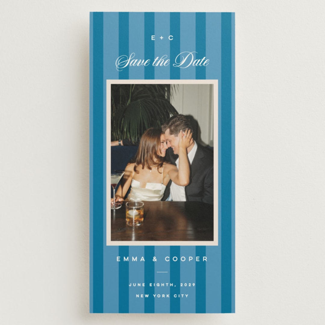 "The Emma" - Save the Dates in Cerulean by Kristie Kern - Front