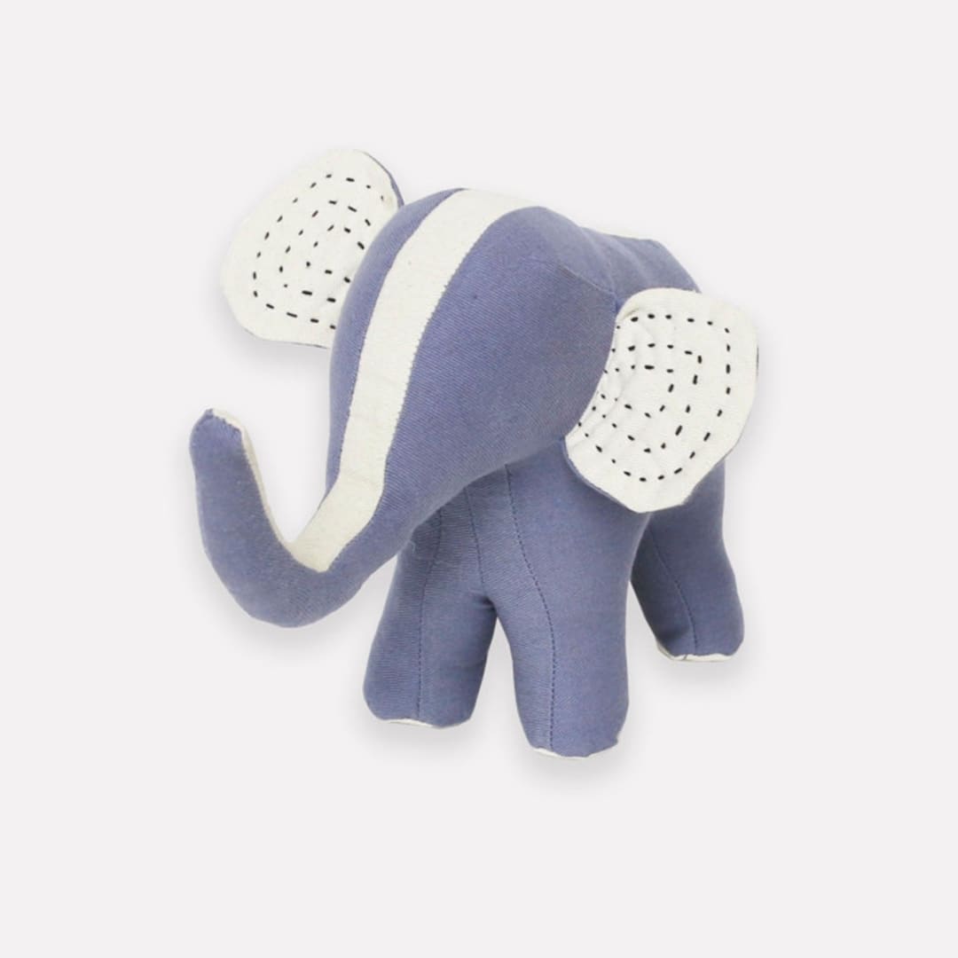 "Handmade Elephant Stuffed Animal - Slate" - Plush Toys in blue by Anchal