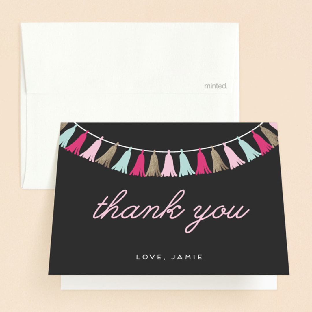 "The Sweetest Celebration" - Sweet Sixteen Party Thank You Cards in Dusk by Saltwater Designs - Front