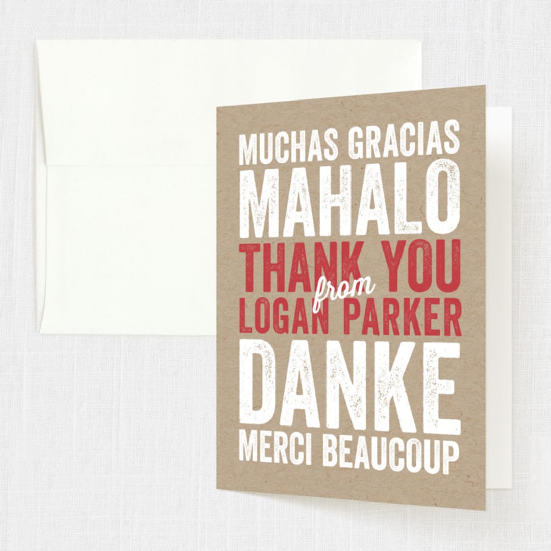 "Kraft Birthday" - Sweet Sixteen Party Thank You Cards in Fire Engine by Erin Deegan - Front