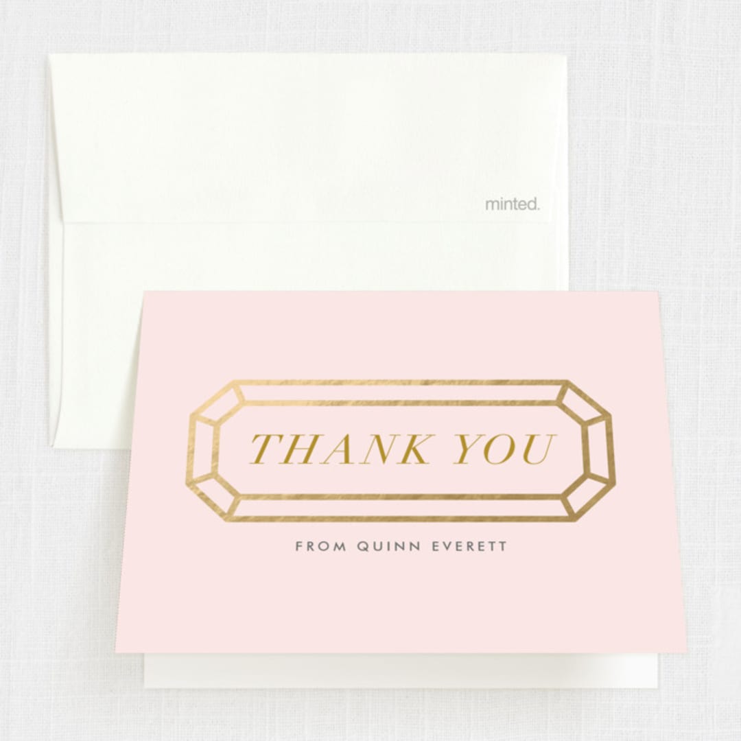 "Sixteen Karats" - Sweet Sixteen Party Thank You Cards in Light Rose by Monica Tuazon - Front