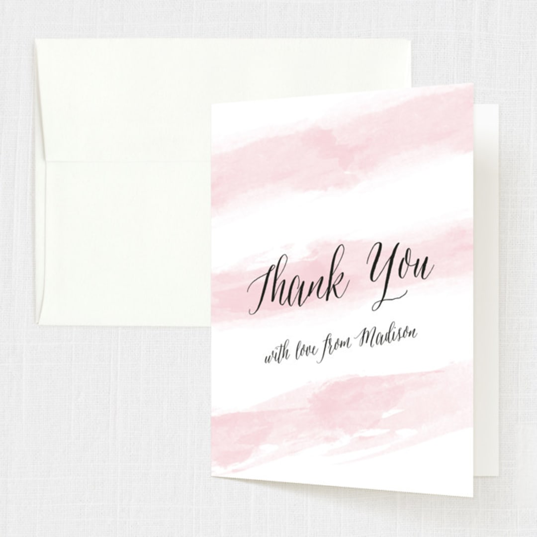 "Sweet Stripes" - Sweet Sixteen Party Thank You Cards in Cotton Candy by Sarah Brown - Front