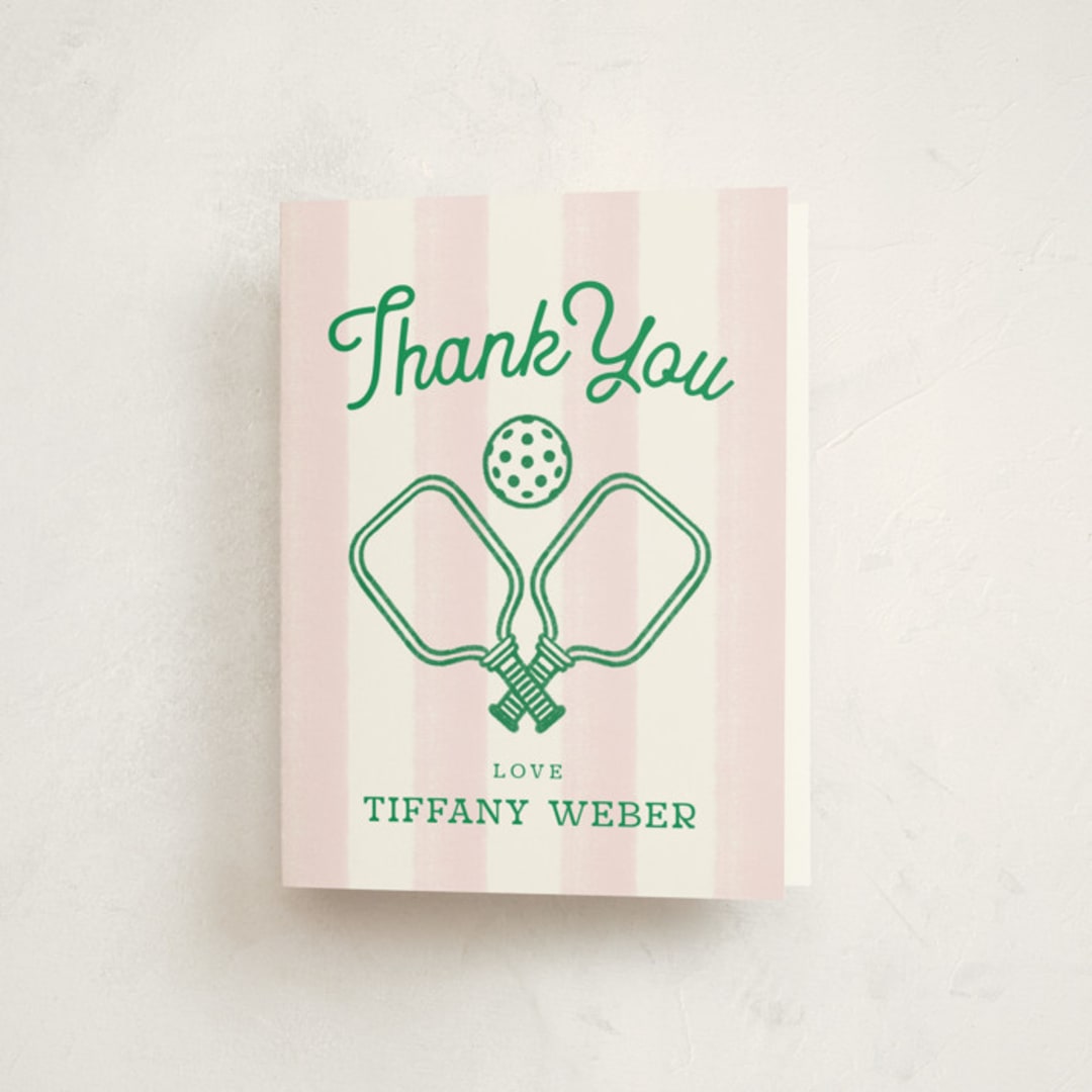 "Hit the Court" - Sweet Sixteen Party Thank You Cards in Petal by Kiersten Garner - Front