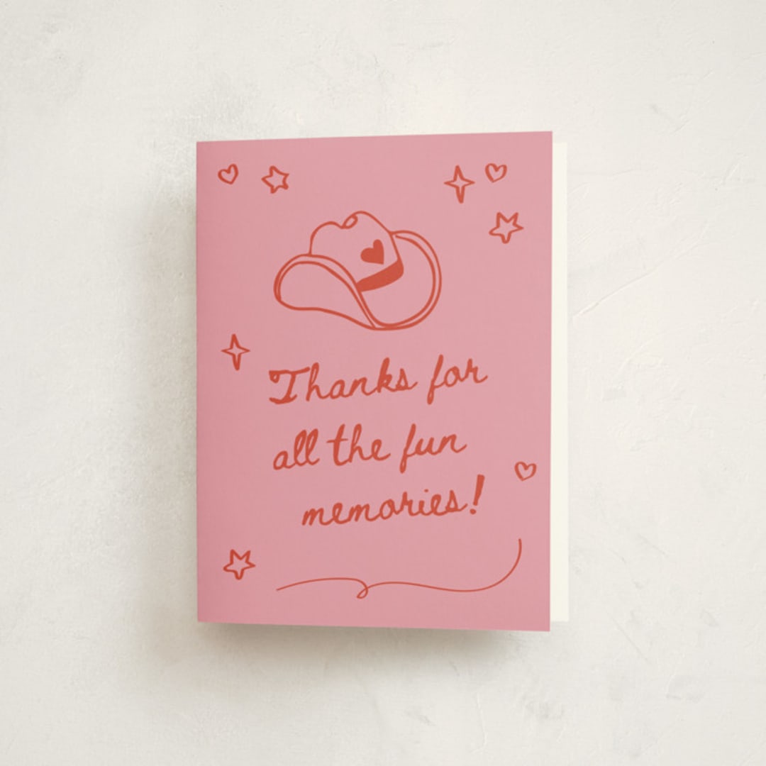 "cowboy club" - Sweet Sixteen Party Thank You Cards in Cherry by Jennifer Lew - Front