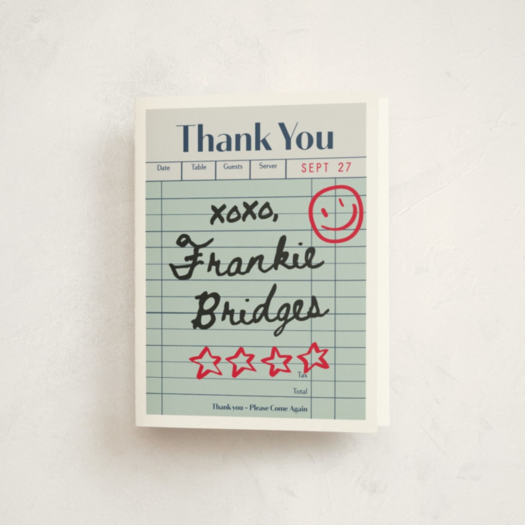 "guest check" - Sweet Sixteen Party Thank You Cards in Mint by Jennifer Lew - Front