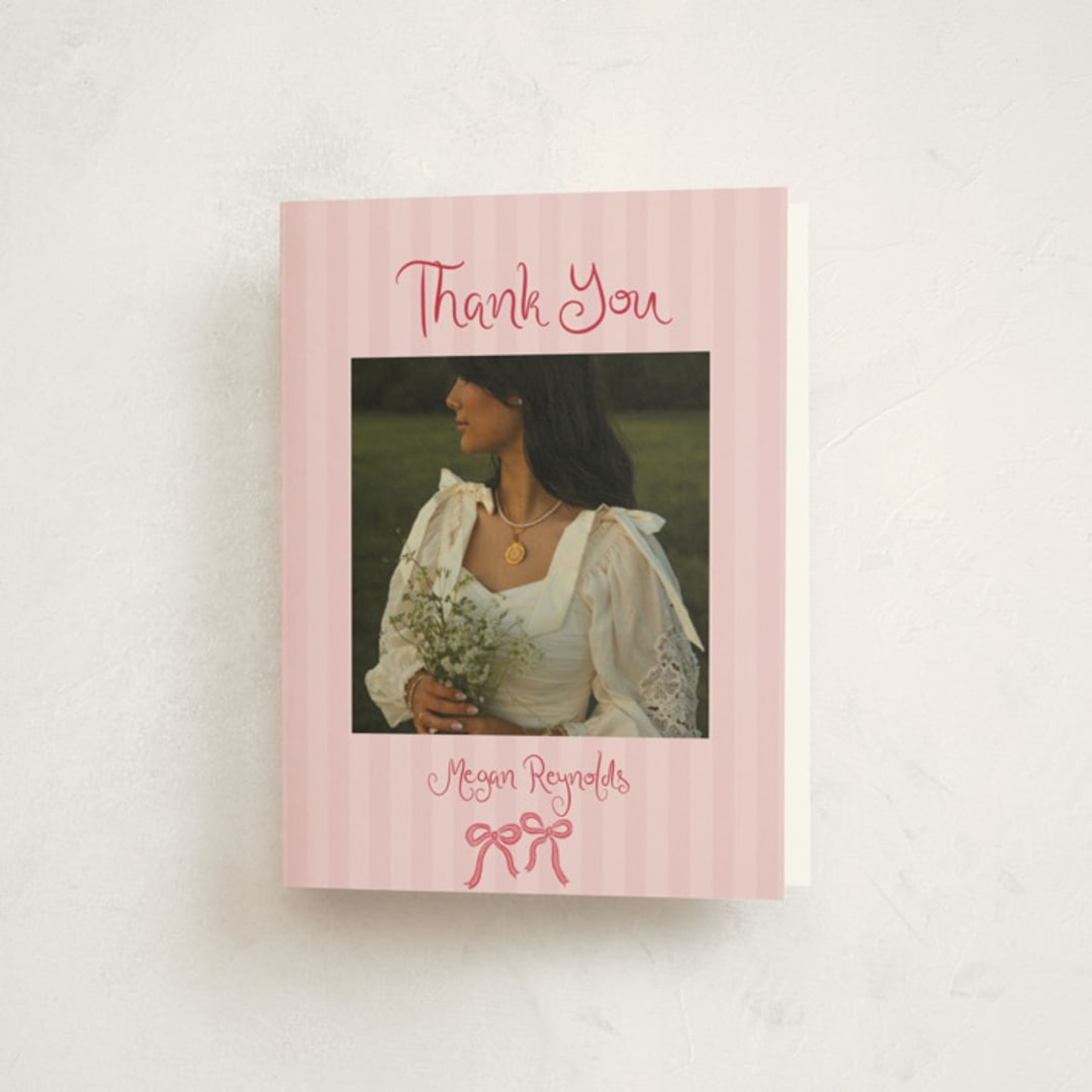 "Sixteen Bow Candles" - Sweet Sixteen Party Thank You Cards in Cherry by Tamara Hilje - Front