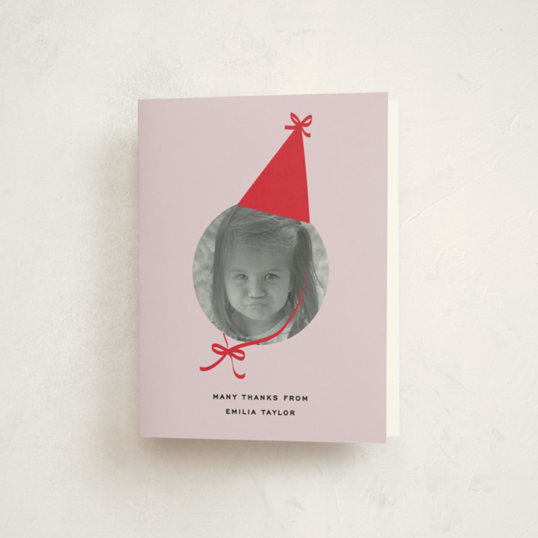 "birthday hat" - Sweet Sixteen Party Thank You Cards in Ruby by Jennifer Lew - Front
