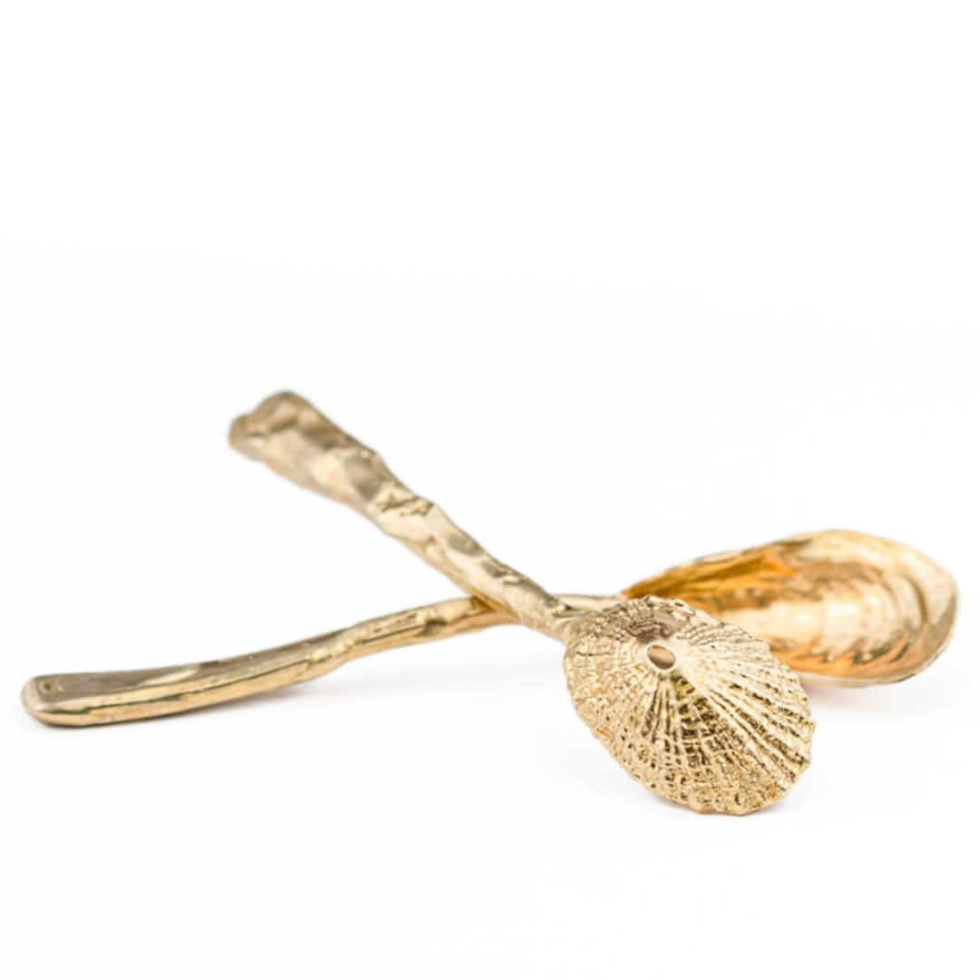 "Shell Spoon Set" - Serving Utensils in brass by Shelton Metal