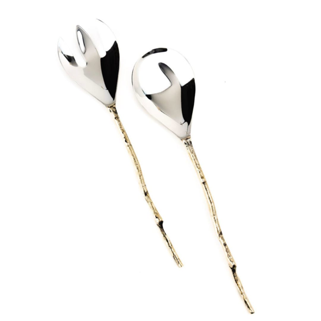 "Olive Branch Serving Spoon Set" - Serving Utensils in brass by Shelton Metal