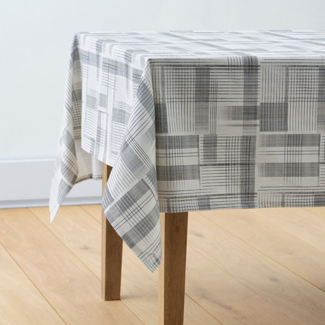"Sketchy Plaid" - Tablecloth in Pencil by Katie Wahn - Tablecloth