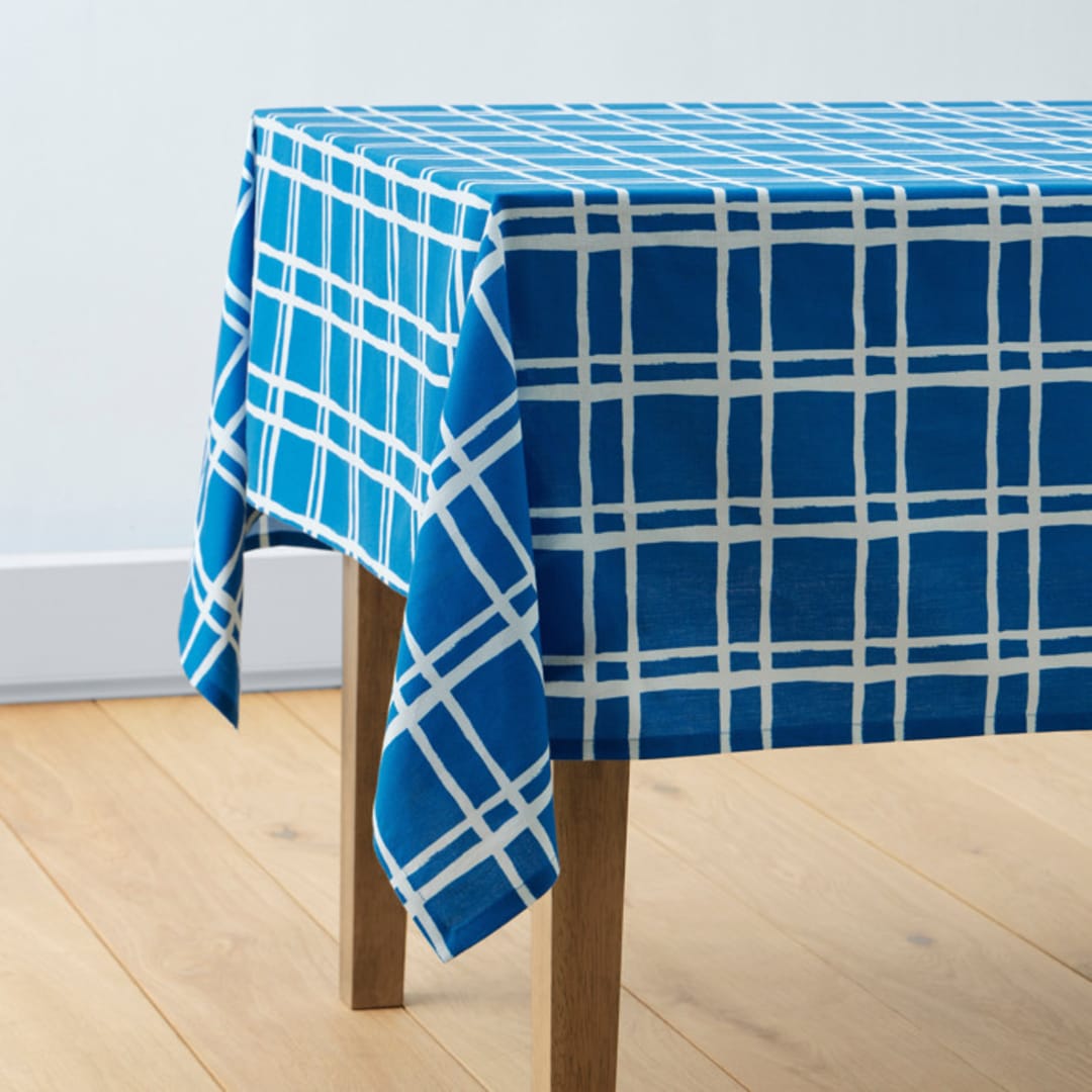 "Window Plaid" - Tablecloth in Brilliant by Blustery August - Tablecloth