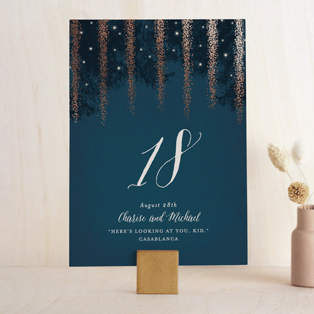 "Strands Of Lights" - Table Numbers in Navy by Hooray Creative - Front