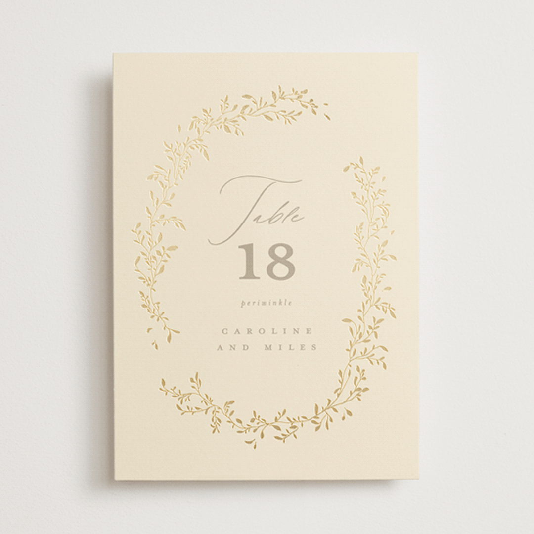 "Leafy Garland" - Table Numbers in Sand by Creo Study - Front