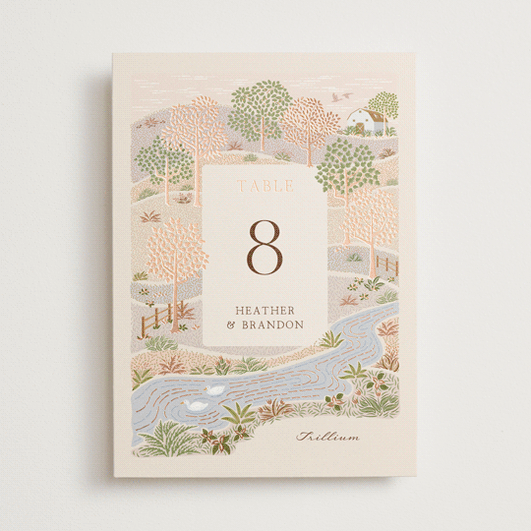 "Countryside" - Table Numbers in Rose Quartz by Paper Sun Studio - Front