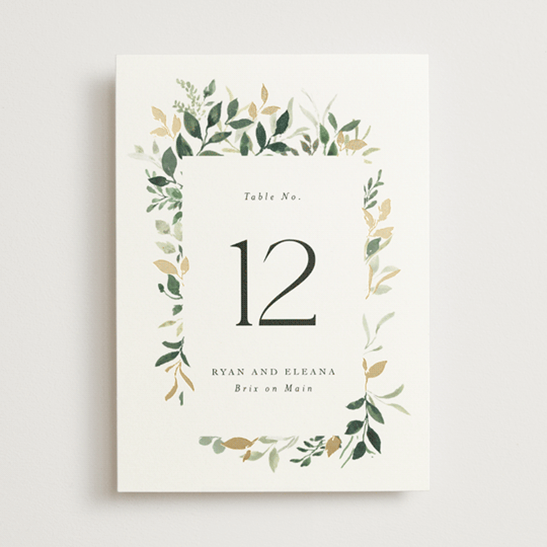 "Garden Serenity" - Table Numbers in Greenery by Itsy Belle Studio - Front