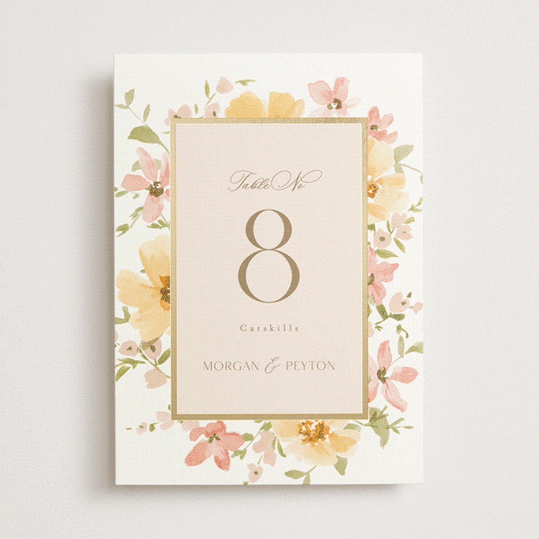 "Jardin" - Table Numbers in Carnation by Everett Paper Goods - Front