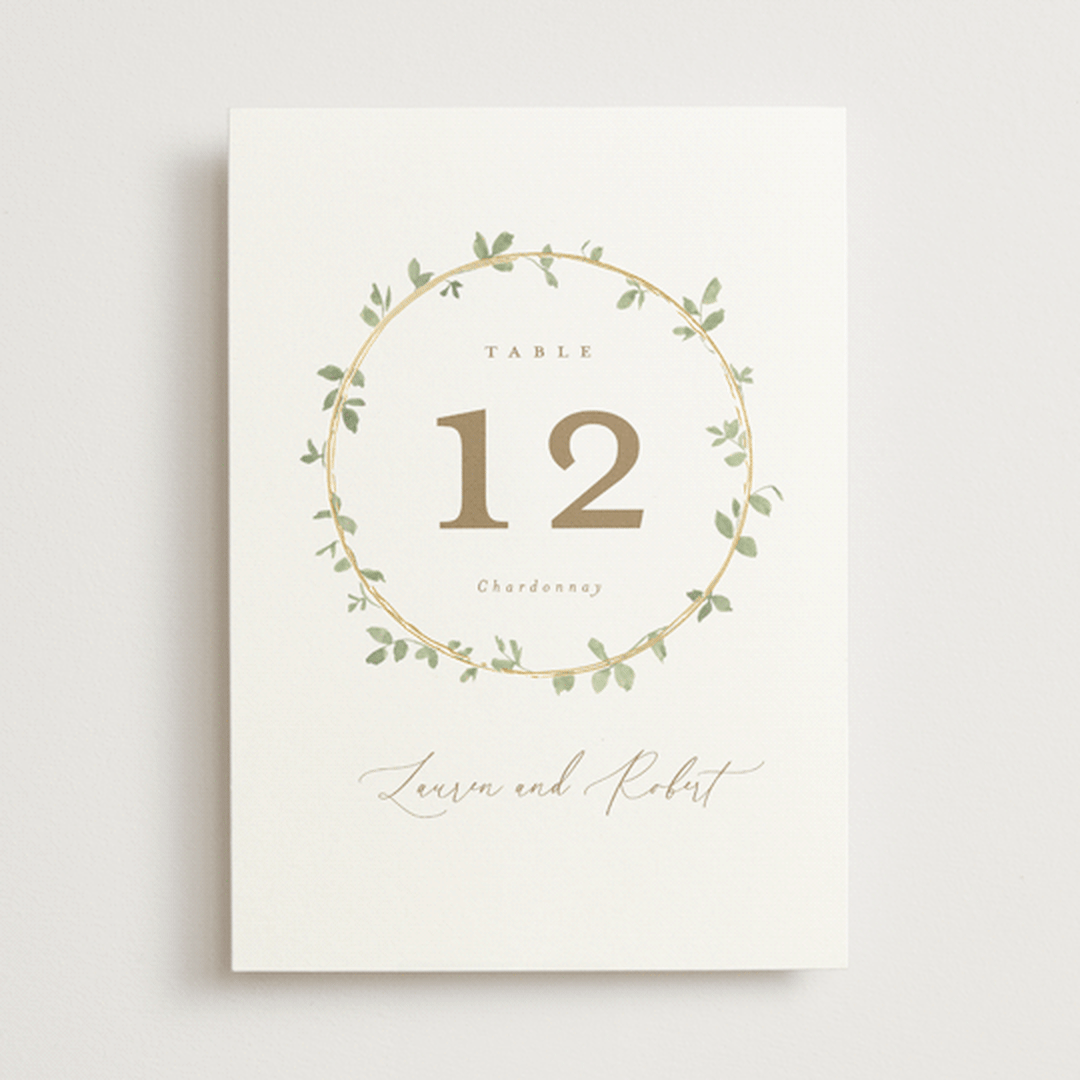 "Canopy" - Table Numbers in Ivy by Everett Paper Goods - Front