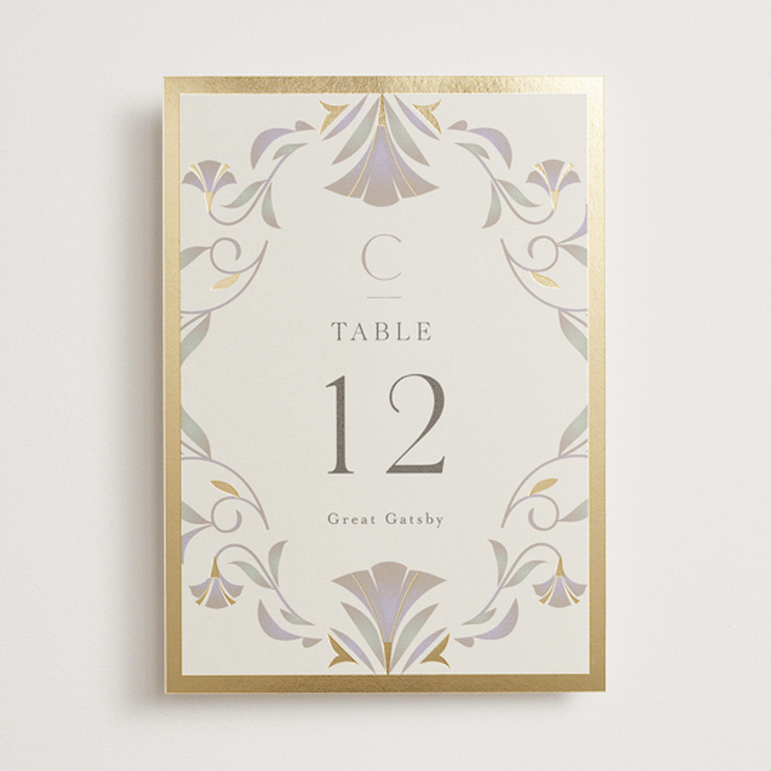 "Deco Nouveau" - Table Numbers in Vanilla by Lori Wemple - Front
