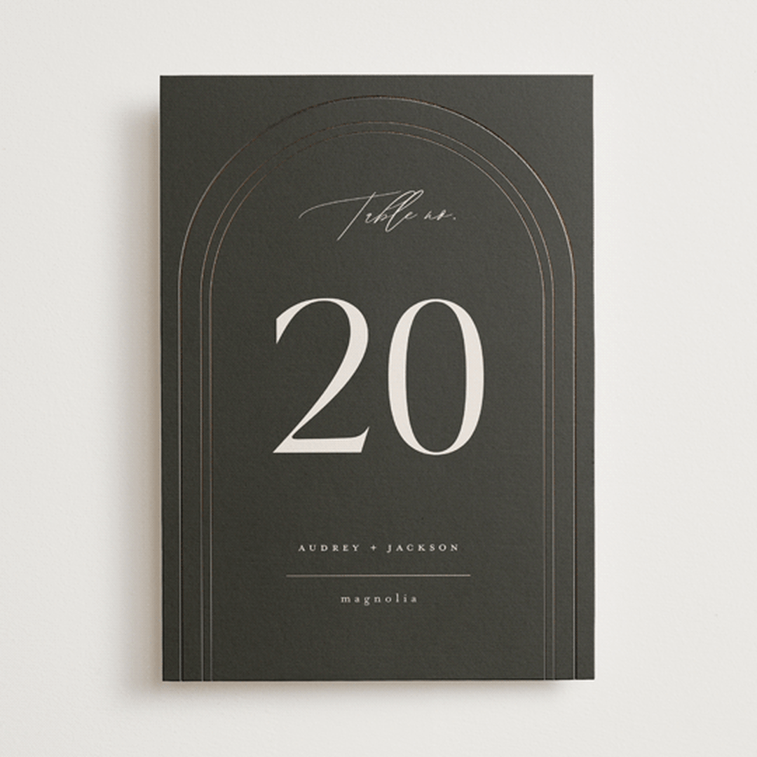 "The Arc" - Table Numbers in Truffle by Vera Lim - Front