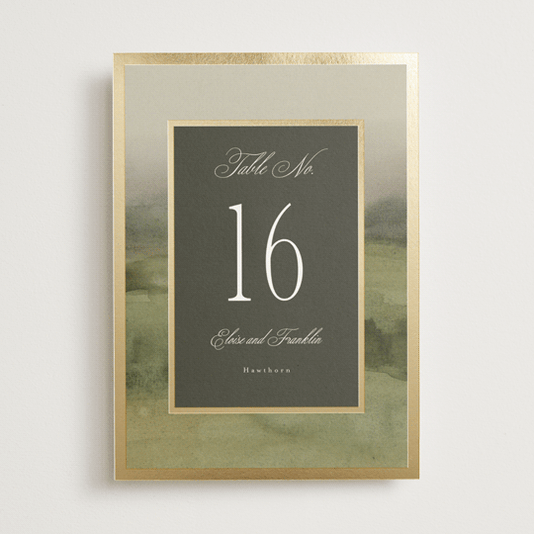 "Hillside" - Table Numbers in Graphite by Everett Paper Goods - Front