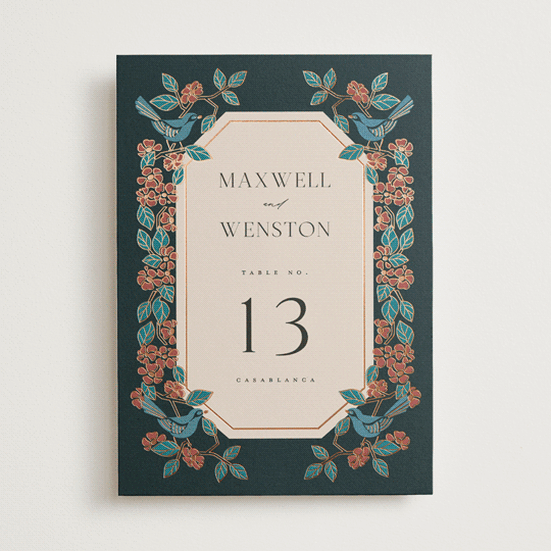 "Wedding birds" - Table Numbers in Onyx by Ana de Sousa - Front