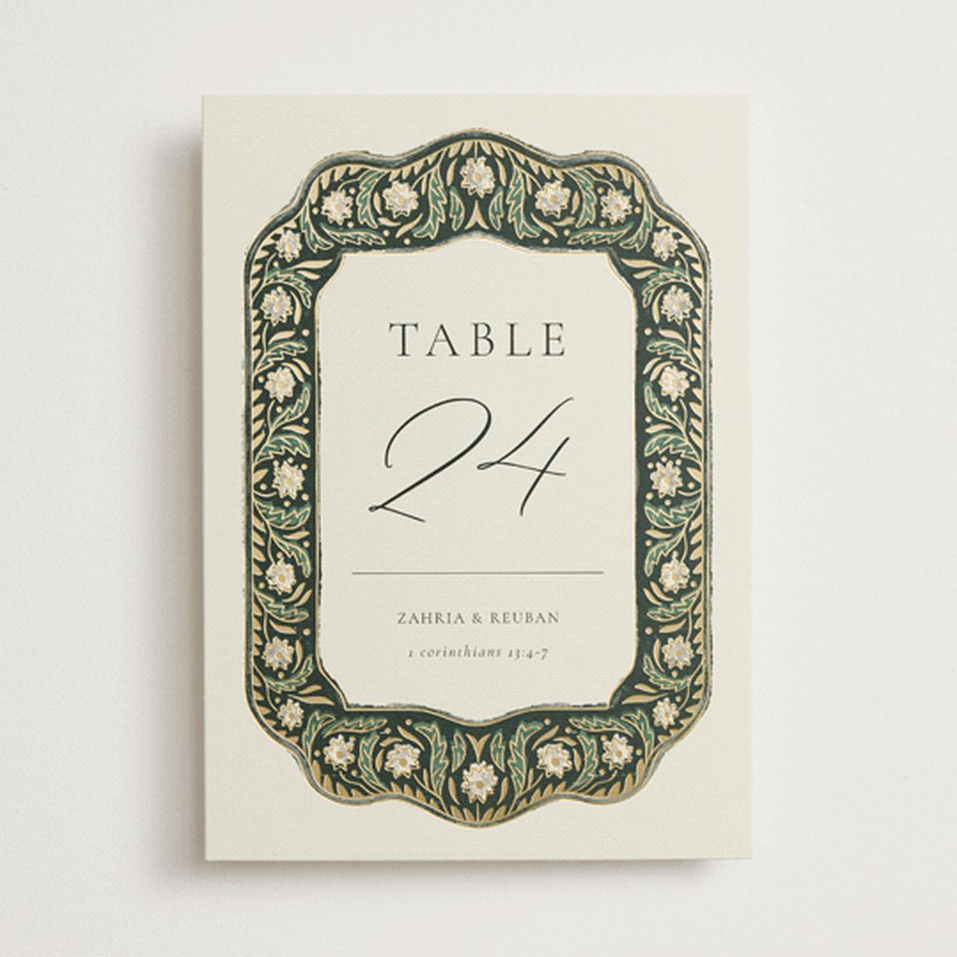 "Frame" - Table Numbers in Emerald by Jen Owens - Front