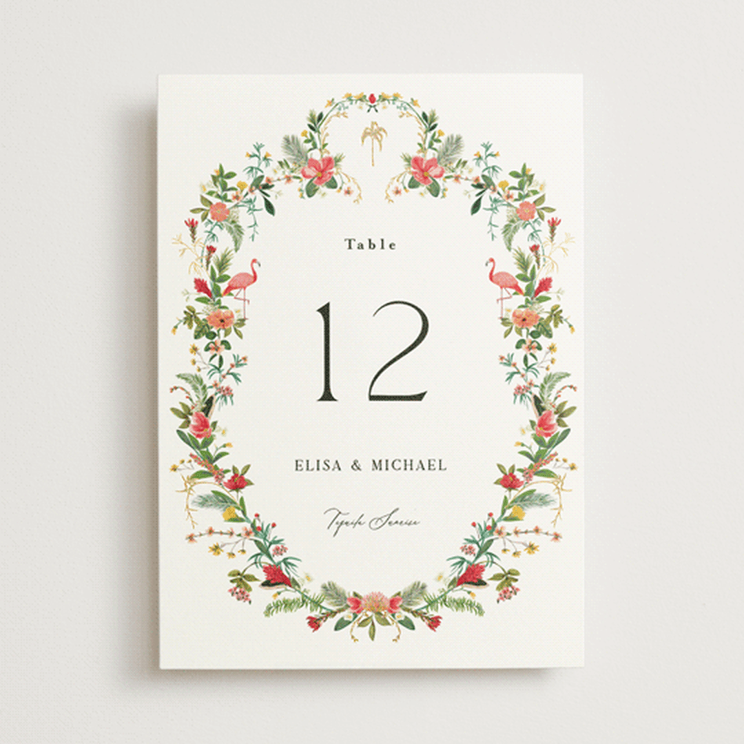"Tropica" - Table Numbers in Papaya by Susan Moyal - Front