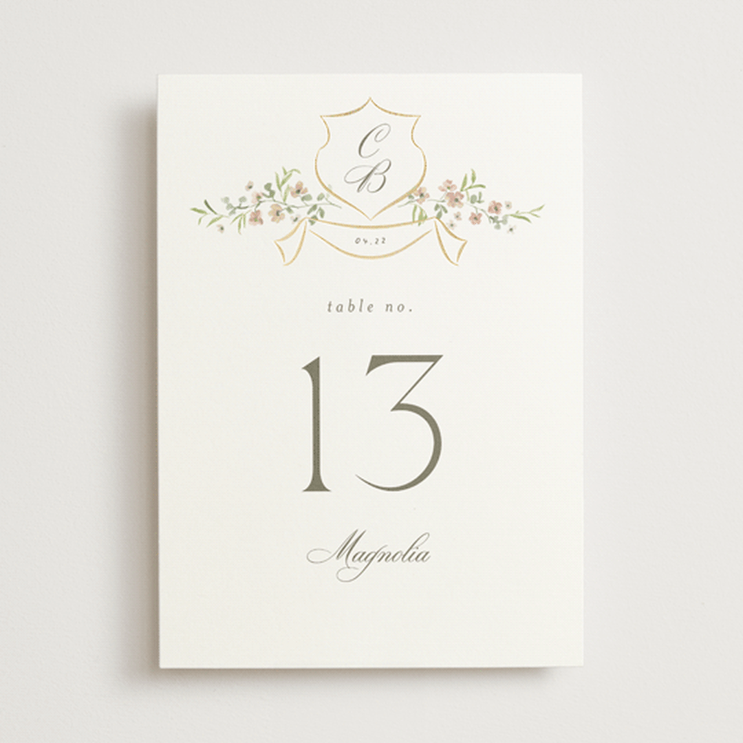 "Posy" - Table Numbers in Blush by Everett Paper Goods - Front