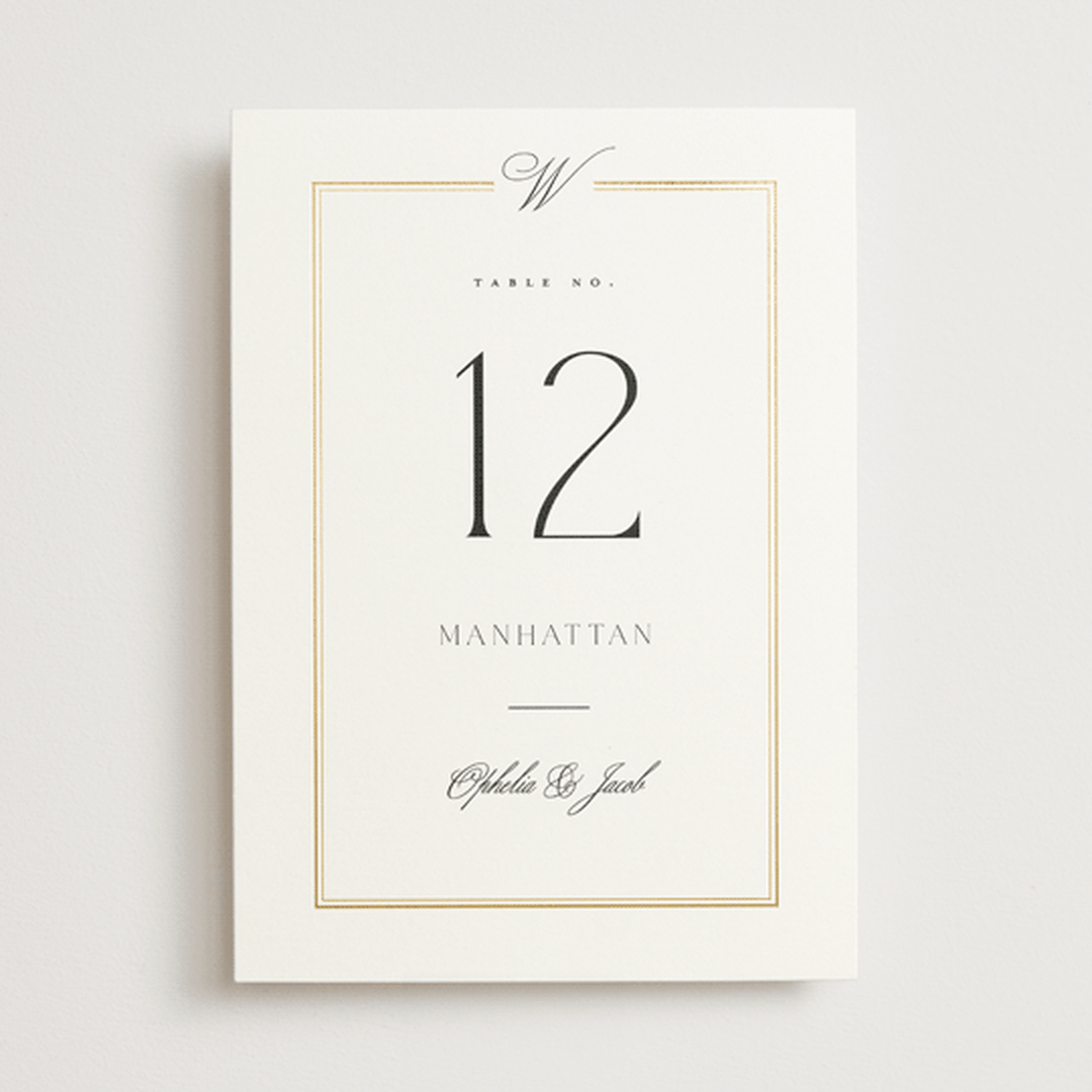 "Elegant Type" - Table Numbers in Pearl by Leah Bisch - Front