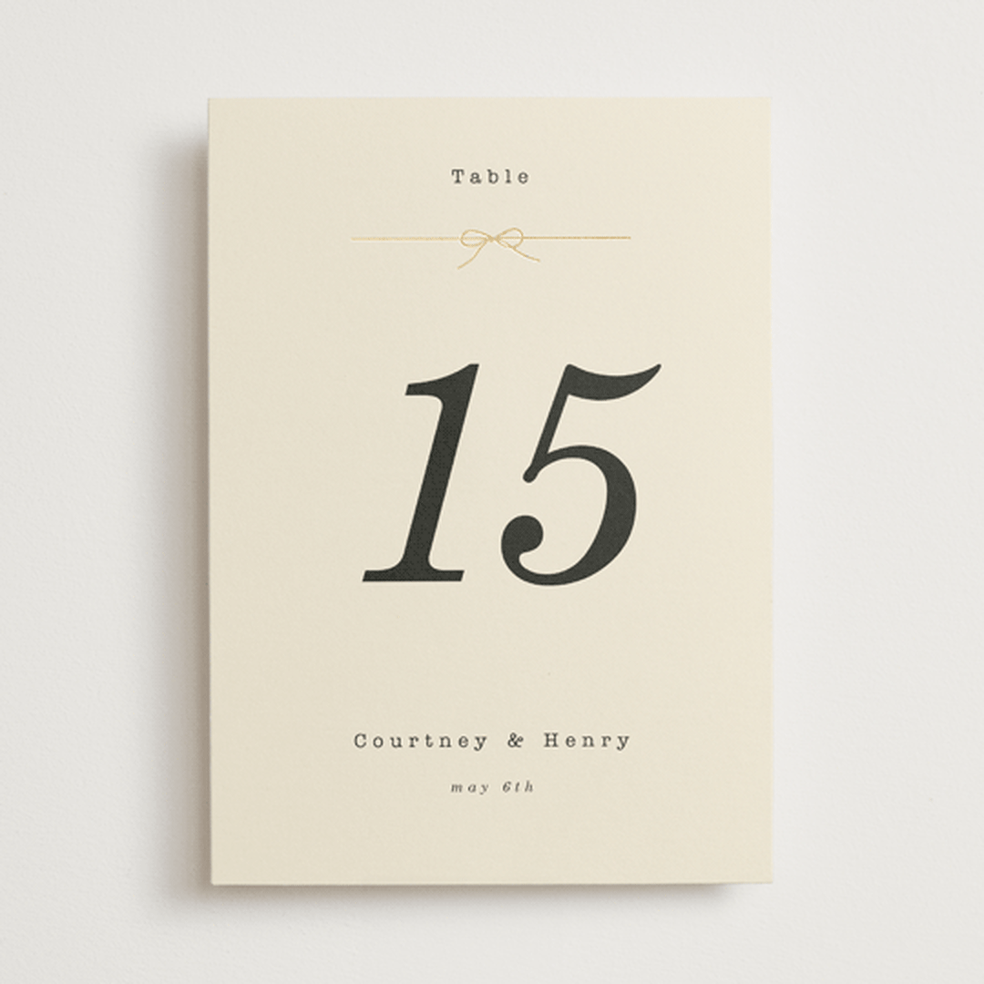 "Bow Tie" - Table Numbers in Ivory by Baumbirdy - Front