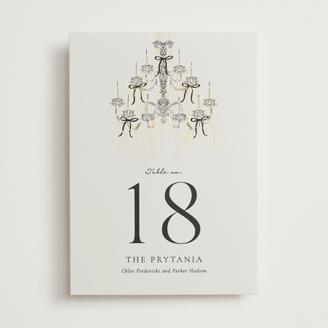 "Hand Illustrated Whimsical Chandelier" - Table Numbers in Noir by Jackie Crawford - Front