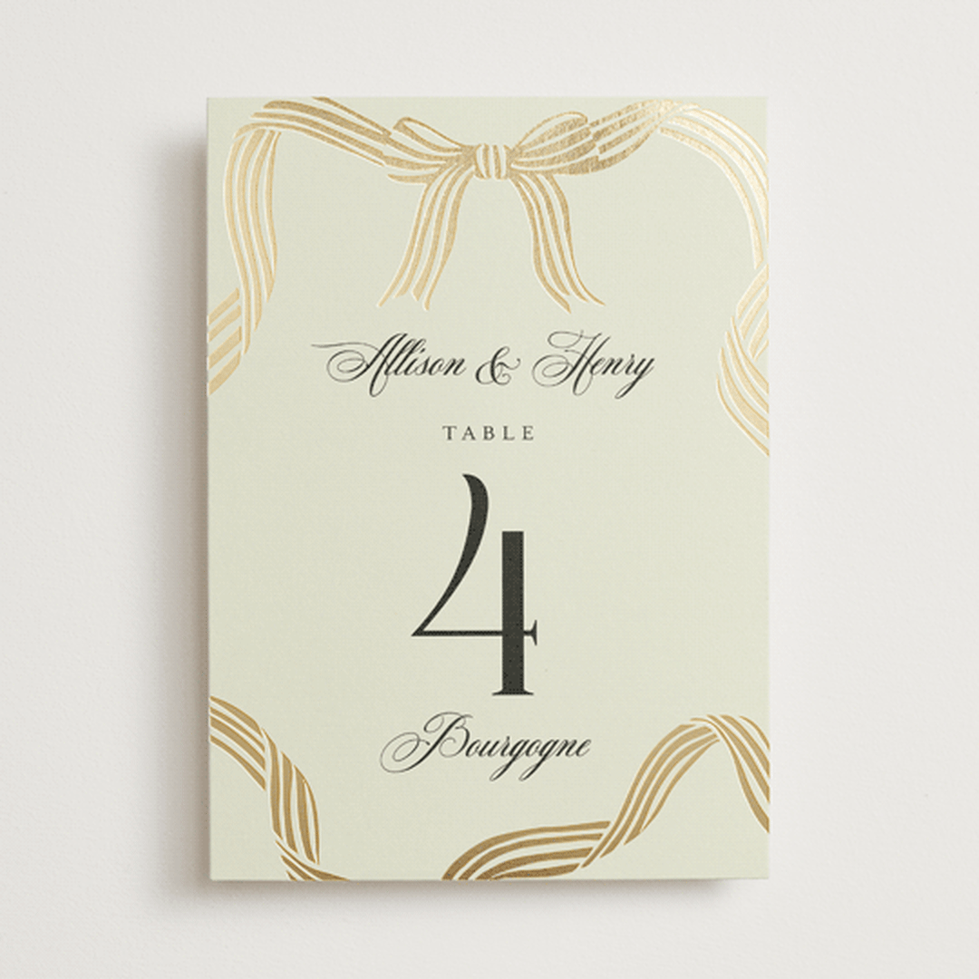 "All Tied Up" - Table Numbers in Champagne by Chris Griffith - Front