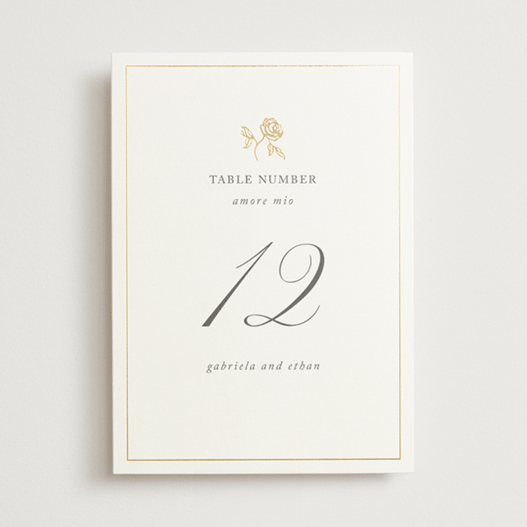 "Here With You" - Table Numbers in Classic Bride by Design Lotus - Front