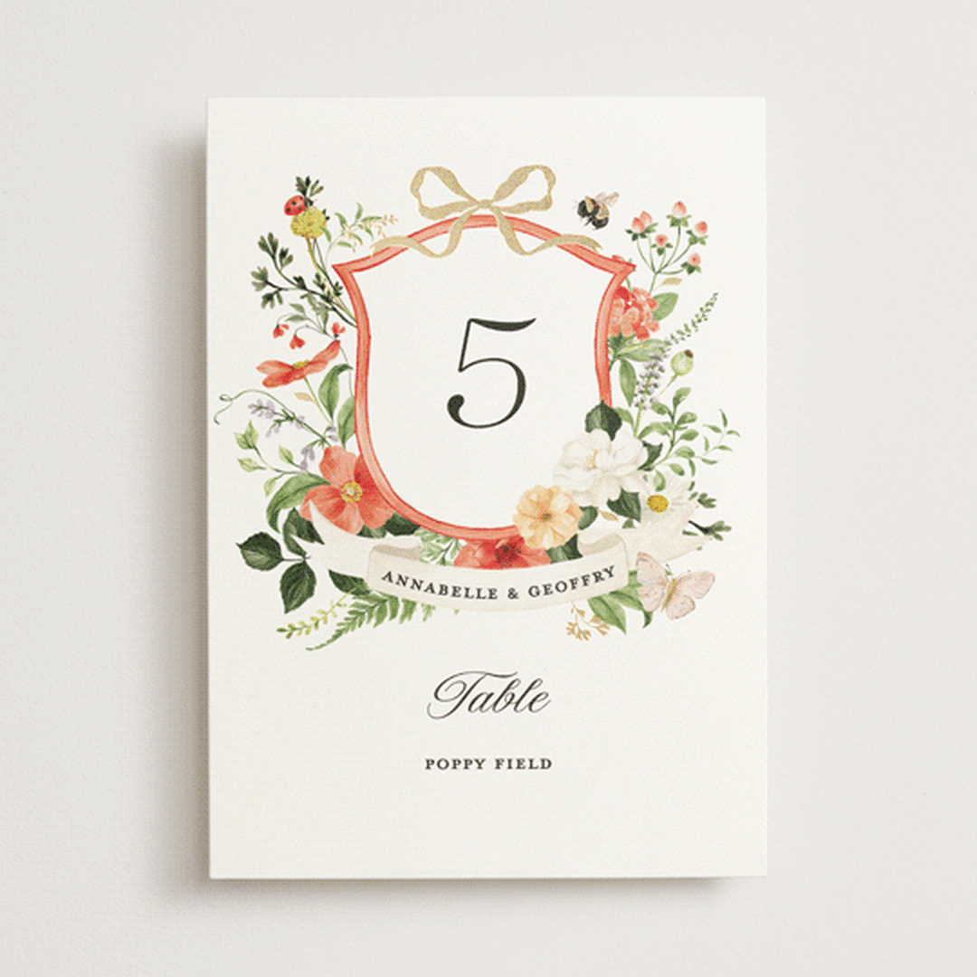 "Fleur" - Table Numbers in Verona Sunset by Sarah Knight - Front