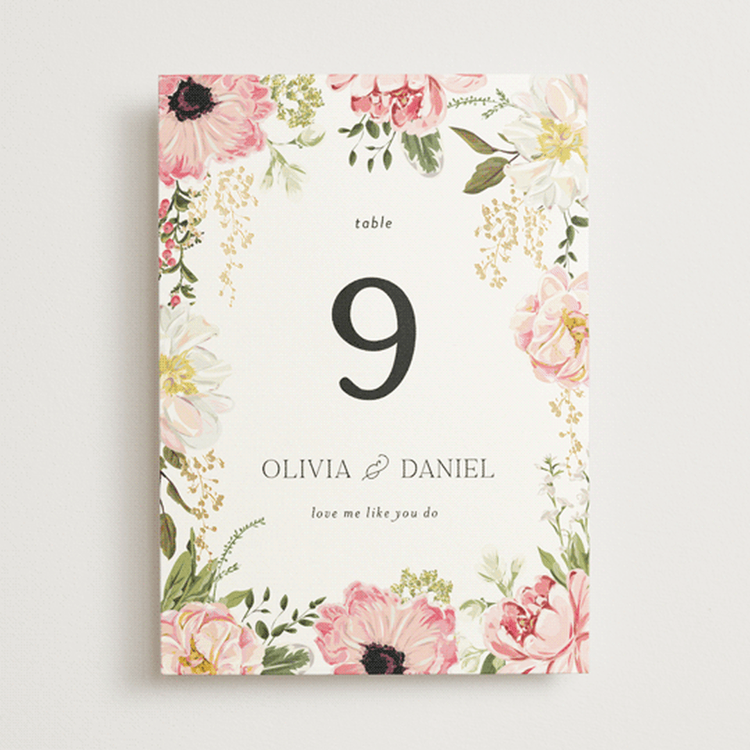 "Timeless Blooms" - Table Numbers in Peony by Susan Moyal - Front