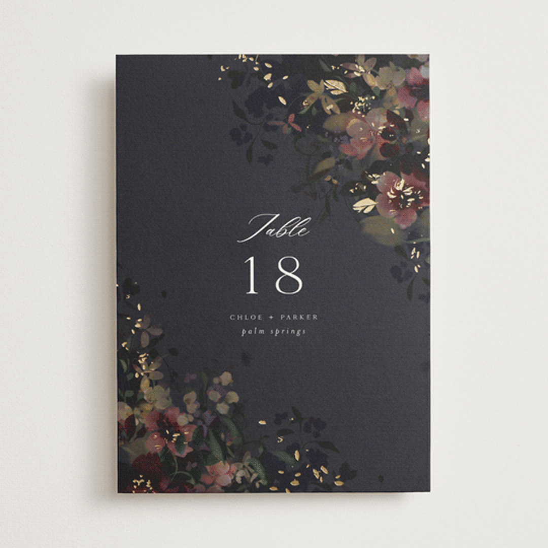 "Vintage Rose Garden" - Table Numbers in Midnight by Grace Kreinbrink - Front